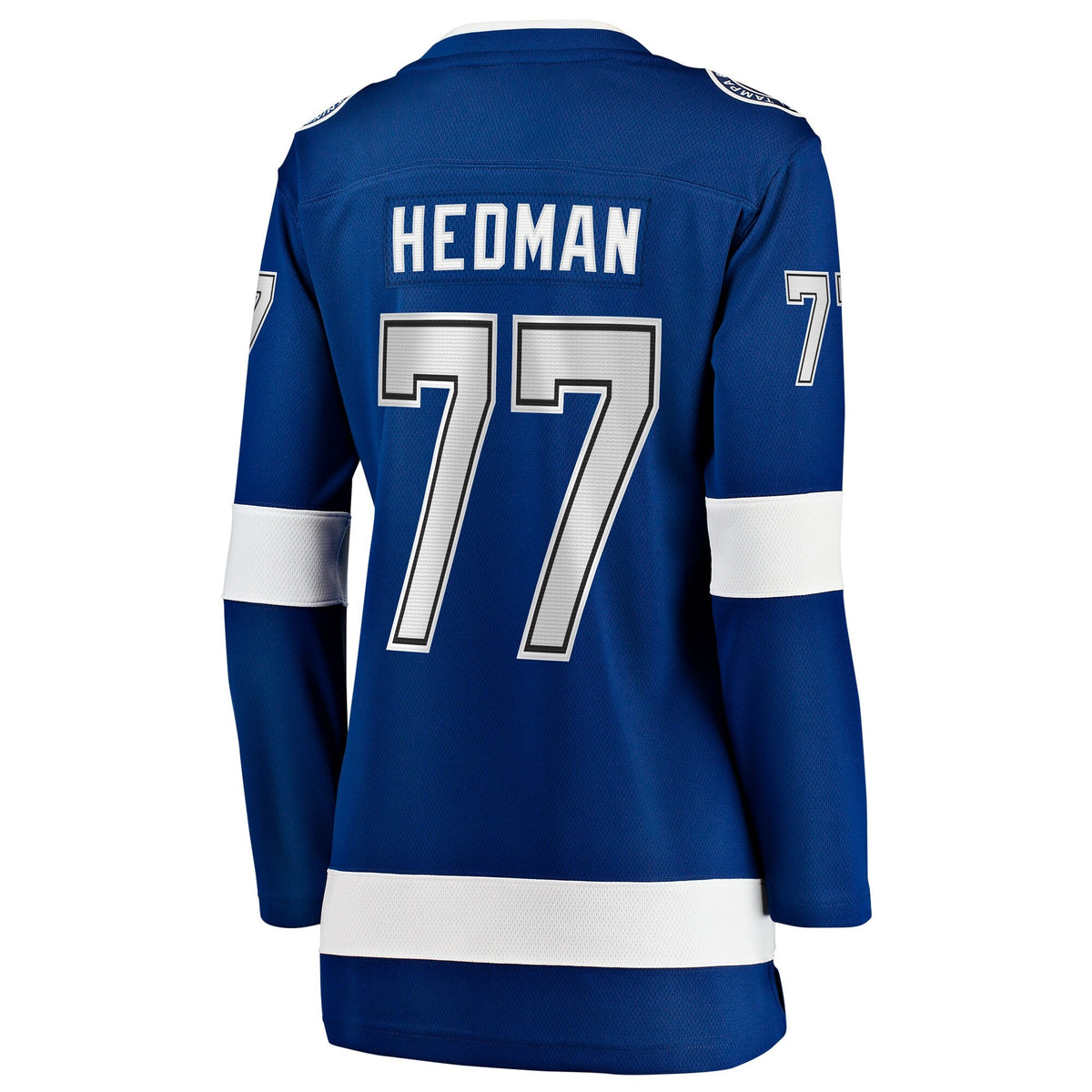 Women's Tampa Bay Lightning Victor Hedman Fanatics Blue Home Captain Patch Breakaway Jersey