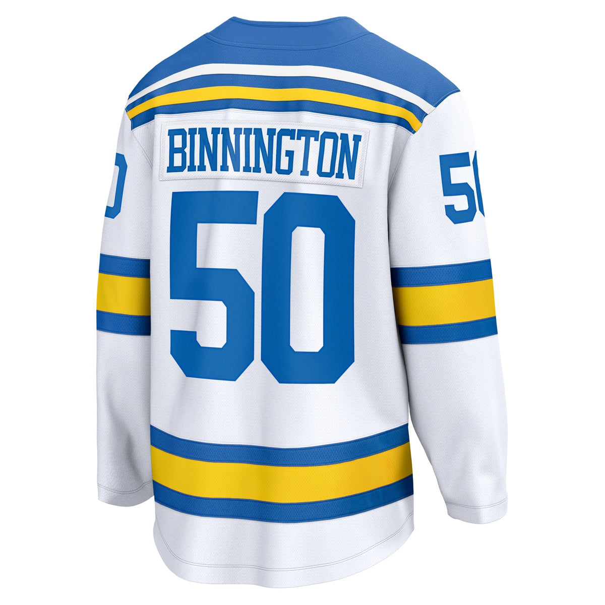 Men's St. Louis Blues Jordan Binnington Fanatics White Away Breakaway Player Jersey