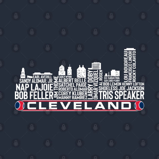 Cleveland Baseball Team All Time Legends, Cleveland City Skyline T-Shirt