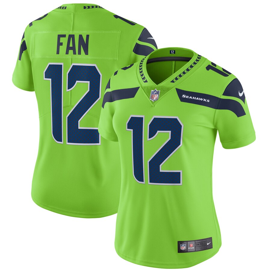 12s Seattle Seahawks Nike Womens Vapor Untouchable Color Rush Limited Player Jersey Neon Green