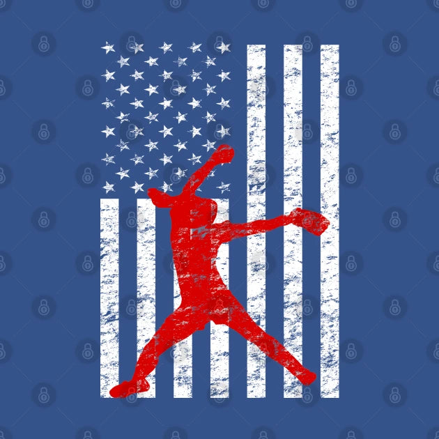 Softball Pitching American Flag Fastpitch Softball Pitcher Hoodie