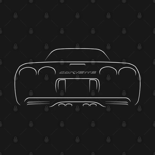 Chevrolet Corvette C5 Z06 - Rear Stencil, White Hoodie