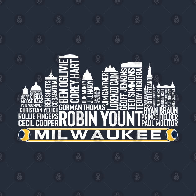 Milwaukee Baseball Team All Time Legends, Milwaukee City Skyline Hoodie