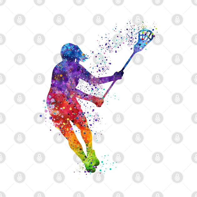 Lacrosse Girl Player Watercolor Silhouette Painting T-Shirt