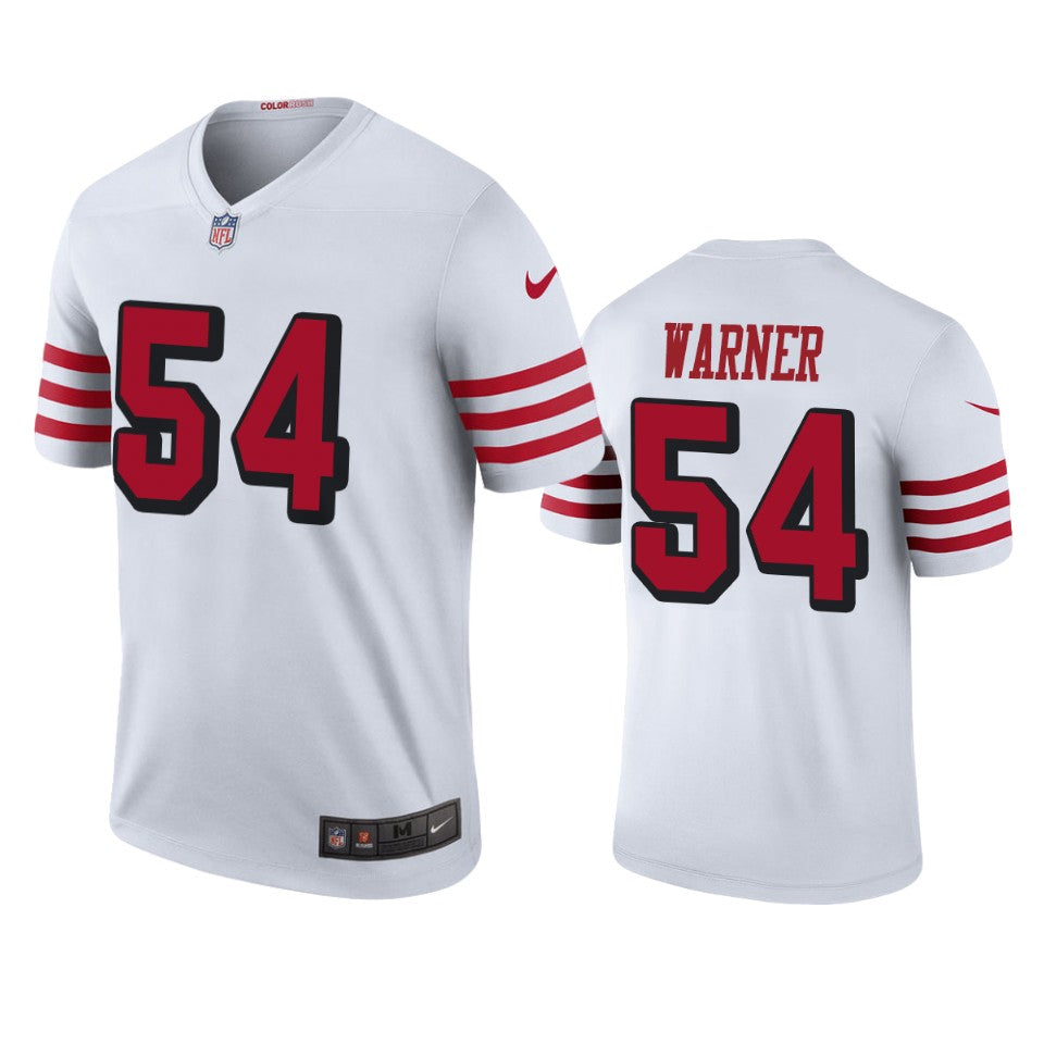 49ers Fred Warner White Color Rush Legend Jersey