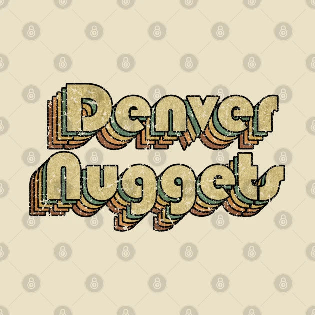 Denver Nuggets Vintage Rainbow Typography Style 70S T-Shirt