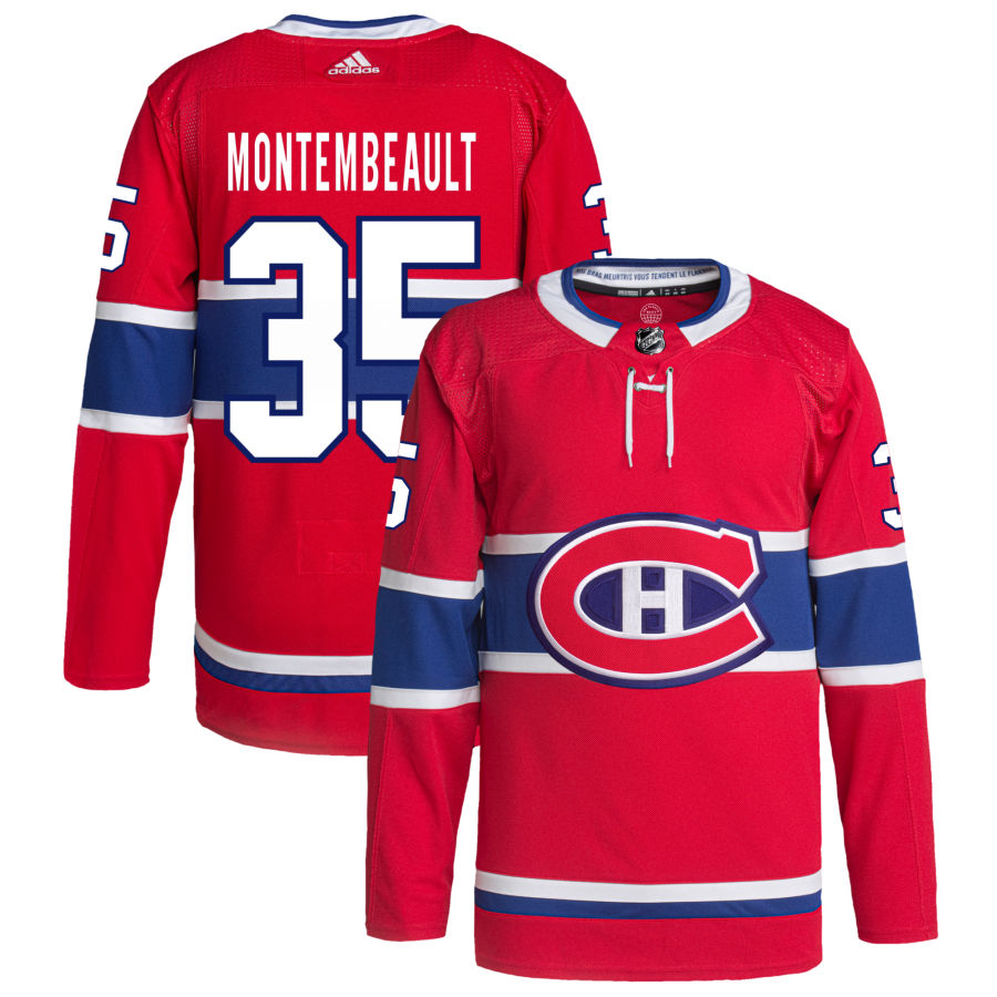 Sam Montembeault Montreal Canadiens Home Primegreen Authentic Pro Jersey - Red