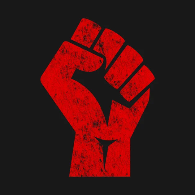 Big Red Raised Fist Salute Of Unity Solidarity Resistance T-Shirt