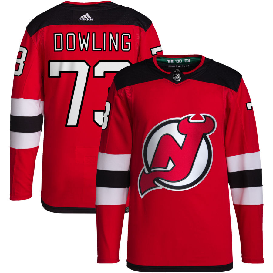 Justin Dowling New Jersey Devils Home Primegreen Authentic Pro Jersey - Red