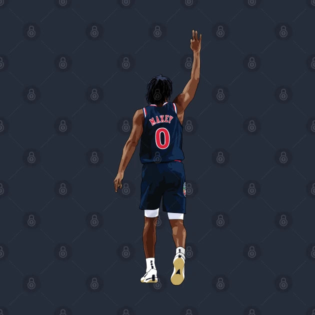 Tyrese Maxey Back Celebration Blue Qiangy T-Shirt