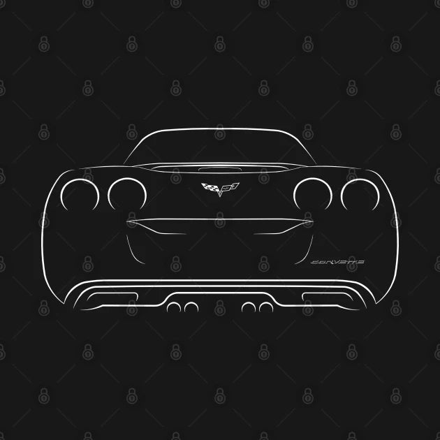 Chevrolet Corvette C6 - Rear Stencil, White Hoodie