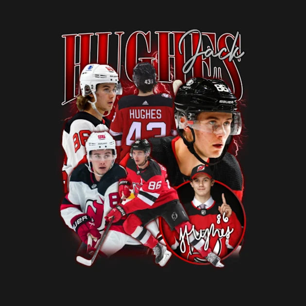 Jack Hughes Hockey Retro Bootleg Retro Bootleg Hoodie