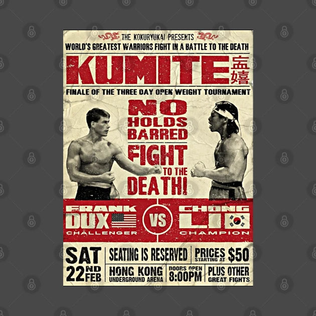 Bloodsport Poster Kumite Frank Dux Vs Chong Li T-Shirt