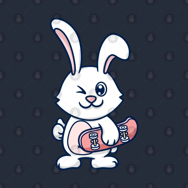 Rabbit Holding Skateboard T-Shirt