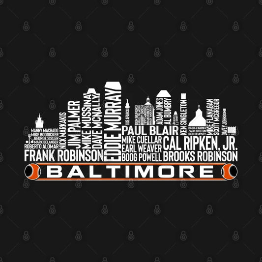 Baltimore Baseball Team All Time Legends, Baltimore City Skyline Hoodie