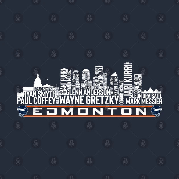 Edmonton Hockey Team All Time Legends, Edmonton City Skyline Hoodie