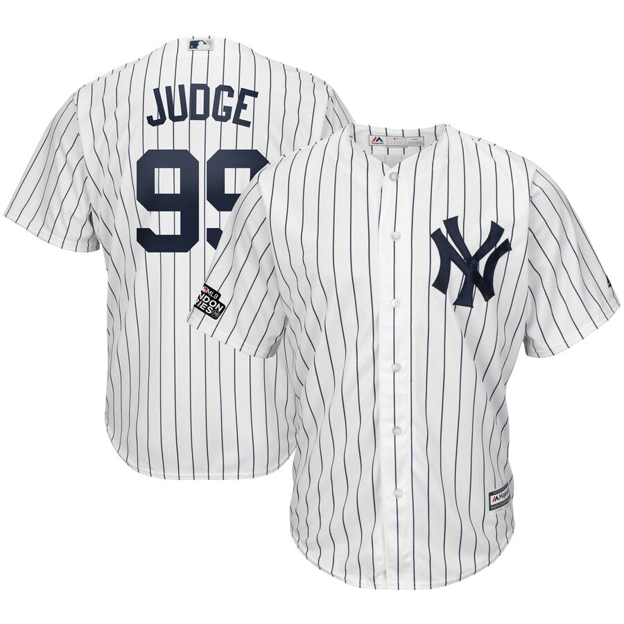 Aaron Judge New York Yankees Majestic 2019 London Series Cool Base Player Jersey White Navy