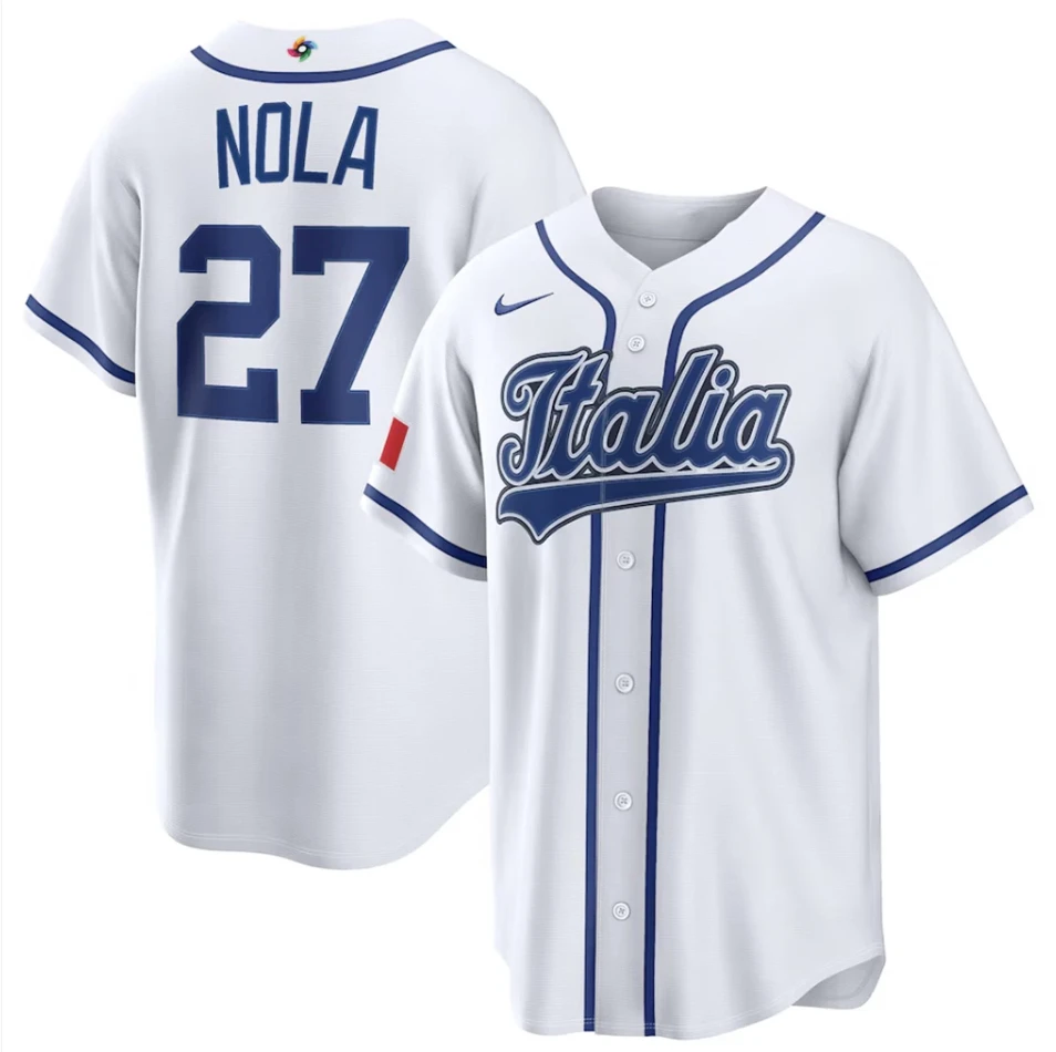 Aaron Nola Jersey #27 Italy Baseball 2026 World Baseball Classic Stitched White