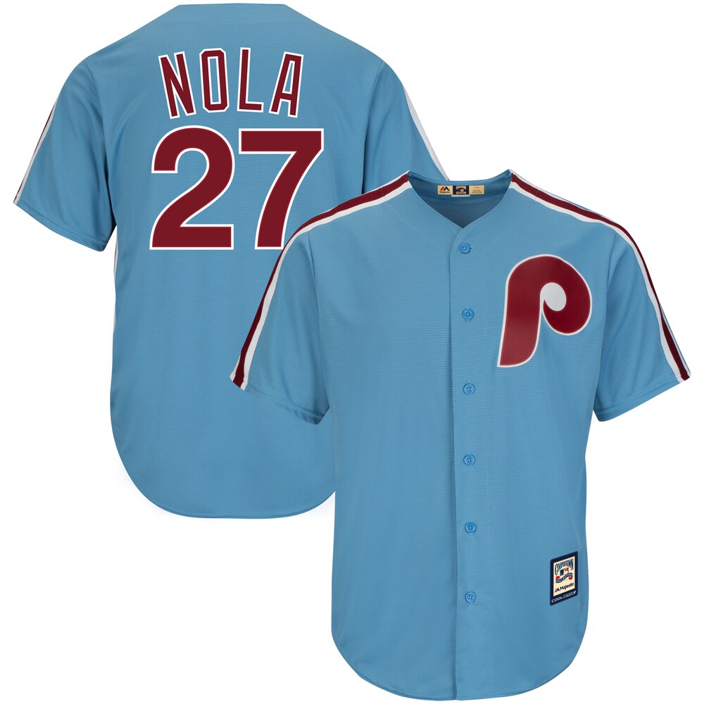 Aaron Nola Philadelphia Phillies Majestic Alternate Official Cool Base Cooperstown Player Jersey Light Blue