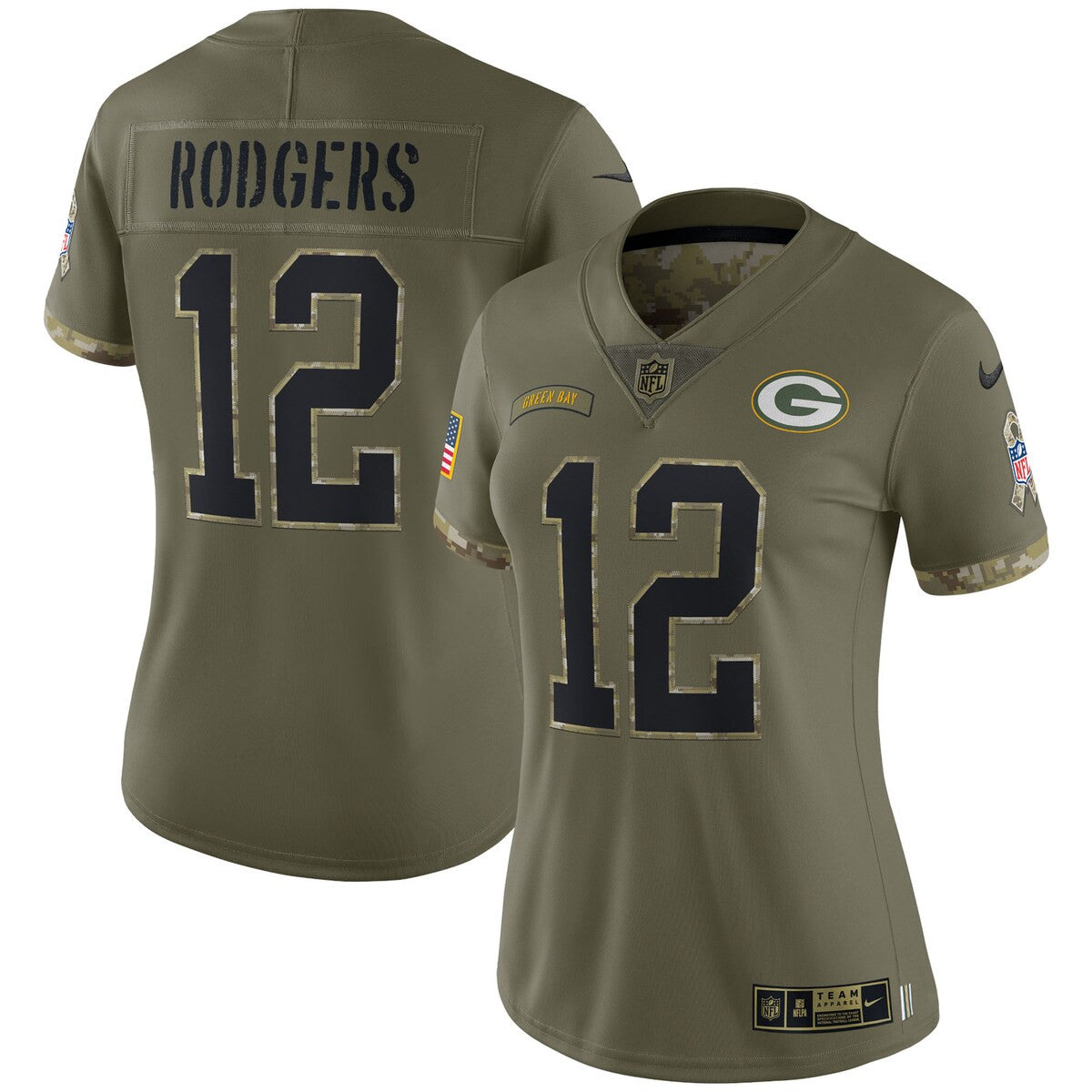 Aaron Rodgers Green Bay Packers Nike Womens 2022 Salute To Service Limited Jersey Olive