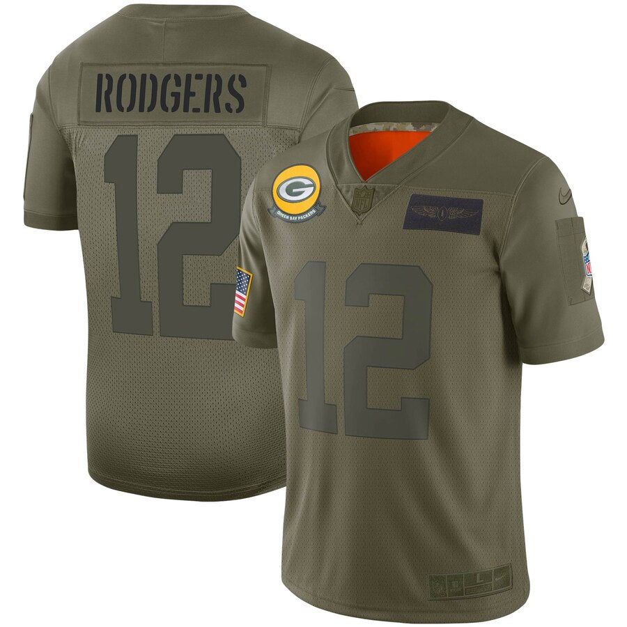 Aaron Rodgers Green Bay Packers Nike Youth 2019 Salute To Service Game Jersey Olive