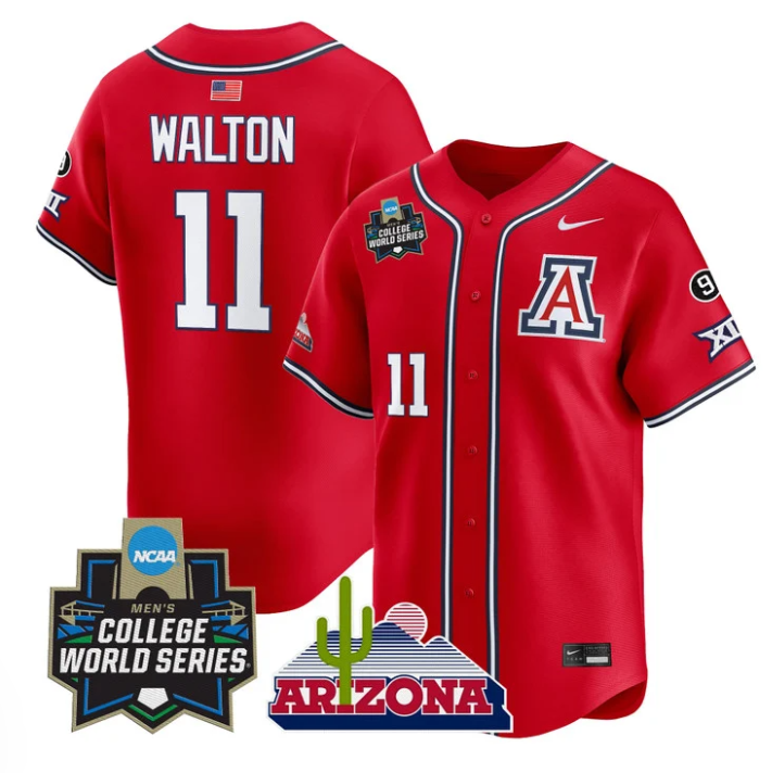 Aaron Walton Jersey #11 Arizona Wildcats 2025 World Series Stitched Red