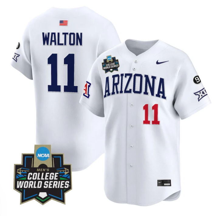 Aaron Walton Jersey #11 Arizona Wildcats 2025 World Series Stitched White