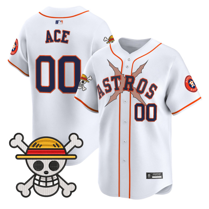 Ace Jersey #00 Houston Astros One Piece 2025 Vapor Limited Stitched White