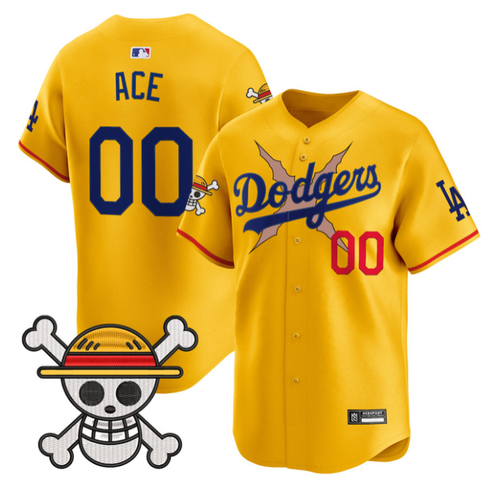 Ace Jersey #00 Los Angeles Dodgers One Piece 2025 Vapor Limited Stitched Gold