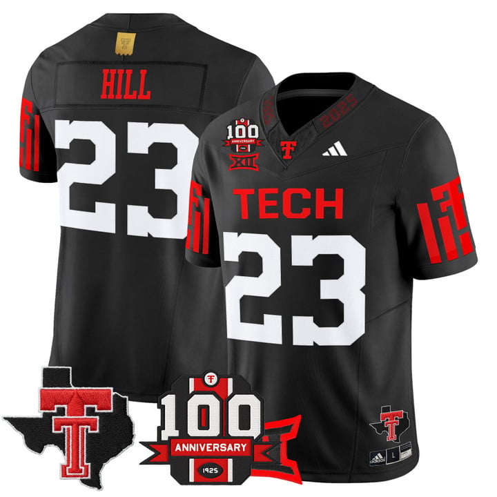 Adam Hill Jersey #23 Texas Tech 2025 100th Anniversary Patch Stitched