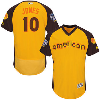 Adam Jones Gold 2016 All star Jersey Mens American League Baltimore Orioles 10 Flex Base Majestic Mlb Collection Jersey