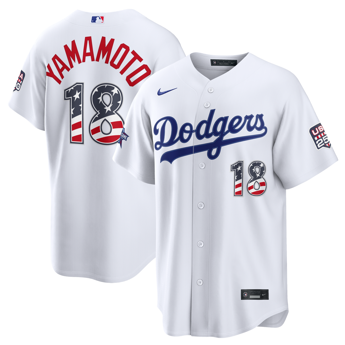 2026 All-Star Edition Stars & Stripes Men's Los Angeles Dodgers Yoshinobu Yamamoto Nike White Stadium Jersey