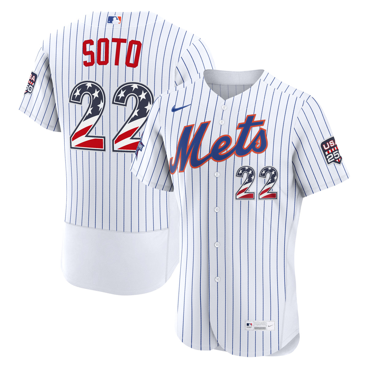 2026 All-Star Edition Stars & Stripes Men's New York Mets Juan Soto Nike White Authentic Jersey