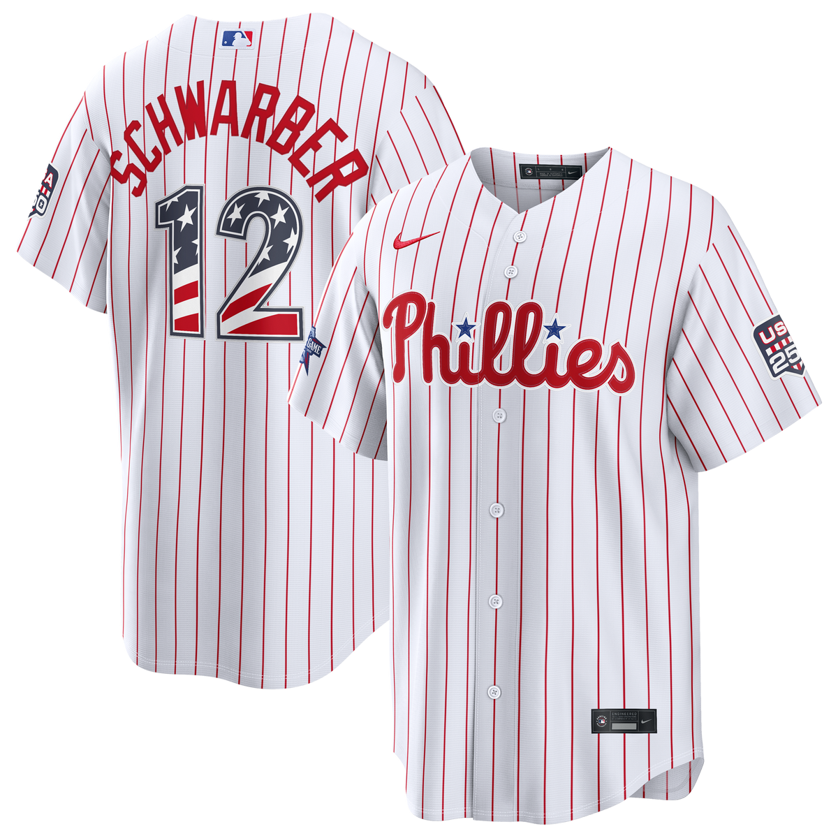2026 All-Star Edition Stars & Stripes Men's Philadelphia Phillies Kyle Schwarber Nike White Stadium Jersey