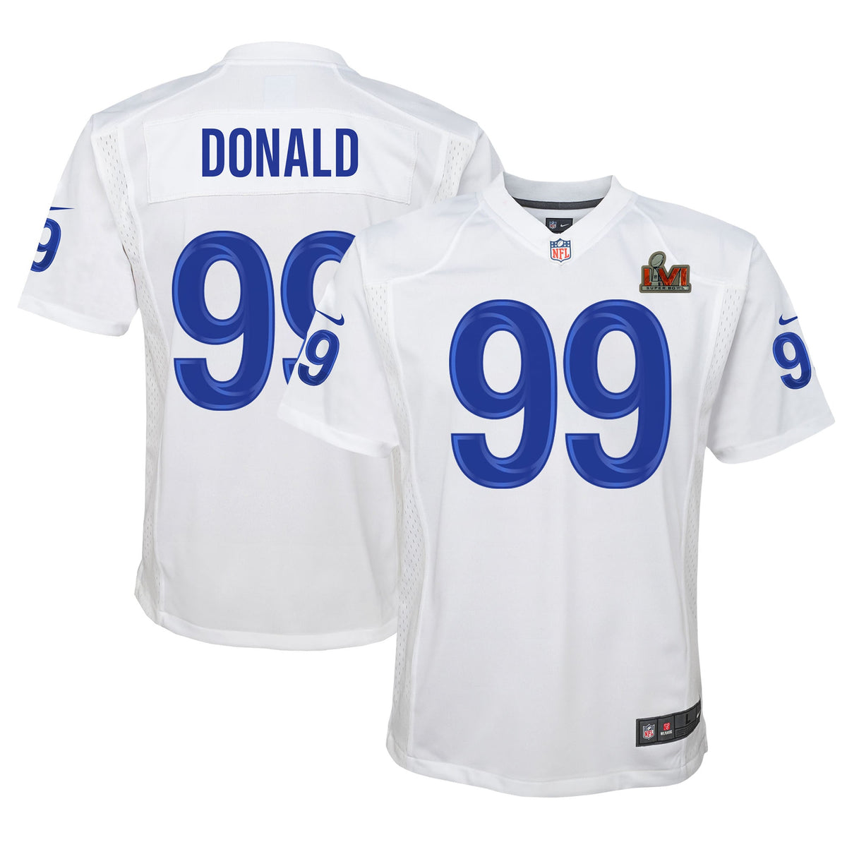 Aaron Donald Los Angeles Rams Nike Youth Super Bowl LVI Game Patch Jersey White