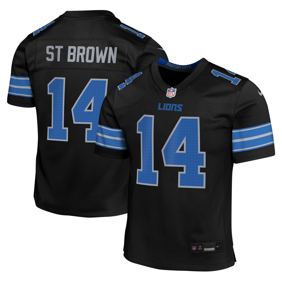 Amon-Ra St. Brown Detroit Lions Nike Youth Alternate Player Game Jersey Black