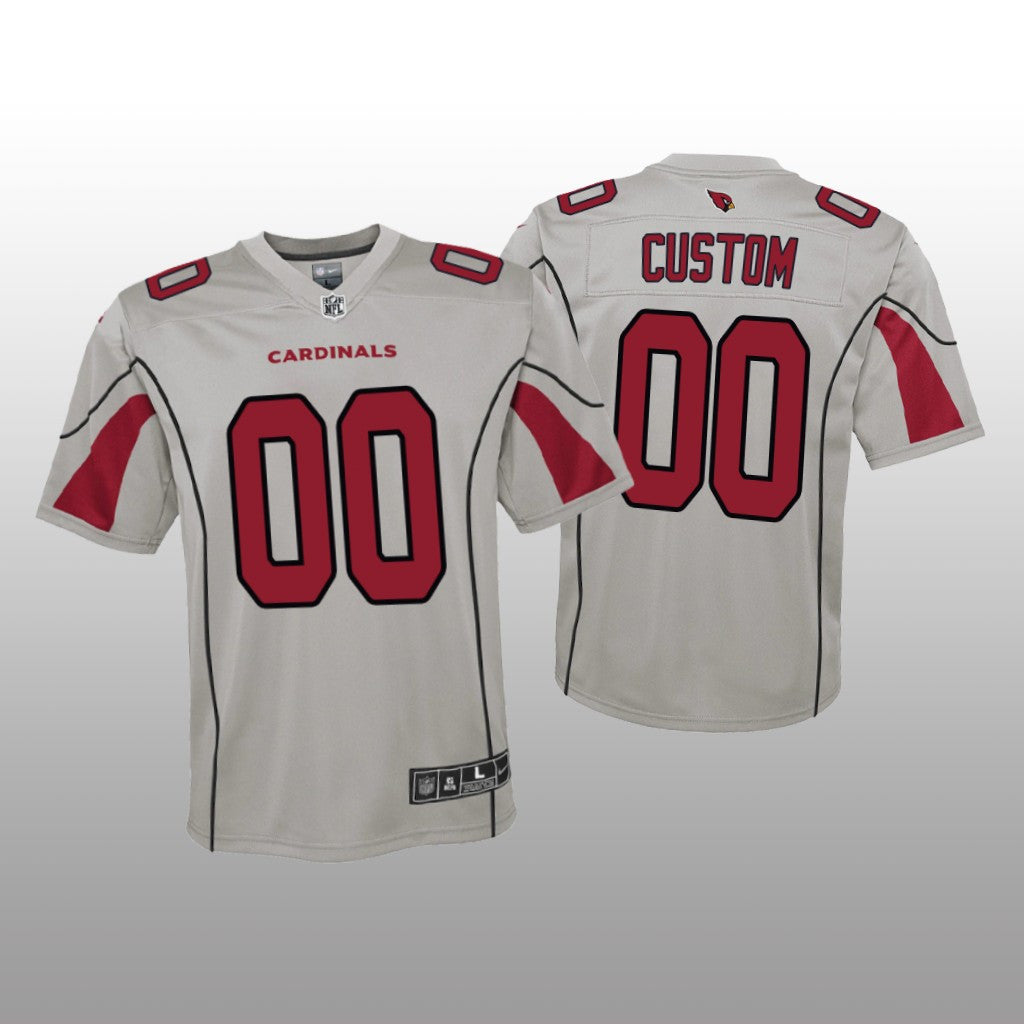 Arizona Cardinals Custom Silver Jersey Inverted Game Youth