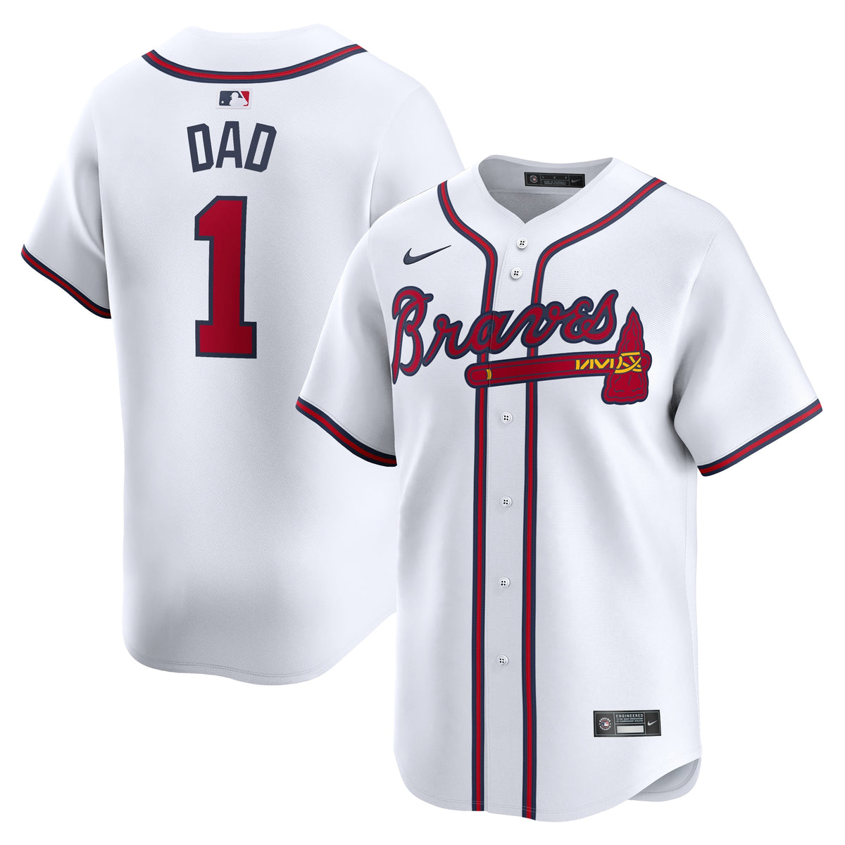 Atlanta Braves Nike #1 Dad Home Limited Jersey White