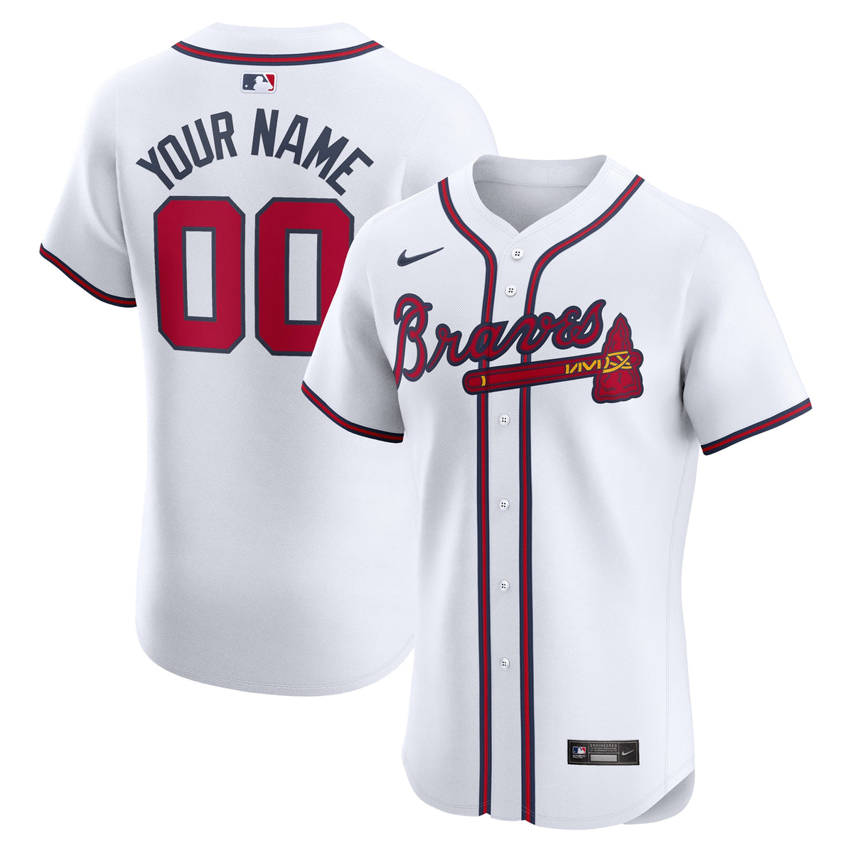 Atlanta Braves Nike Home Elite Custom Jersey White