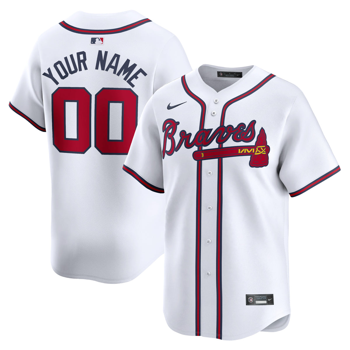 Atlanta Braves Nike Home Limited Custom Jersey White