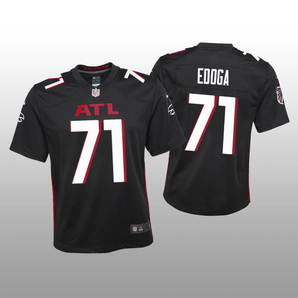 Atlanta Falcons Chuma Edoga Black Jersey Game Youth