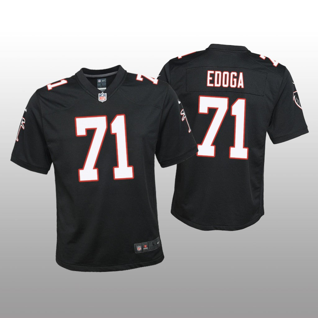 Atlanta Falcons Chuma Edoga Black Jersey Throwback Game Youth