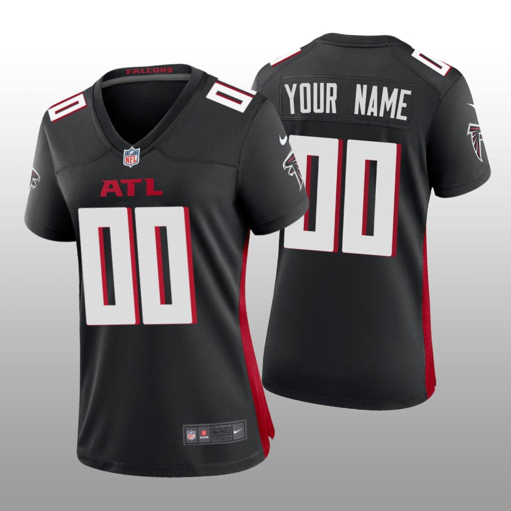 Atlanta Falcons Custom Black Jersey Game Women's