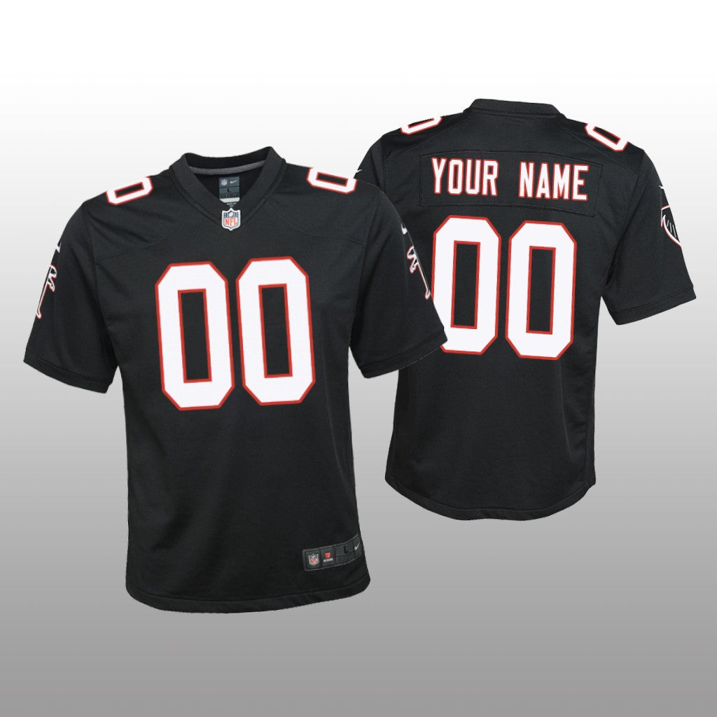 Atlanta Falcons Custom Black Jersey Throwback Game Youth