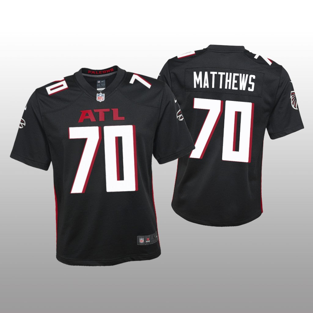 Atlanta Falcons Jake Matthews Black Jersey Game Youth