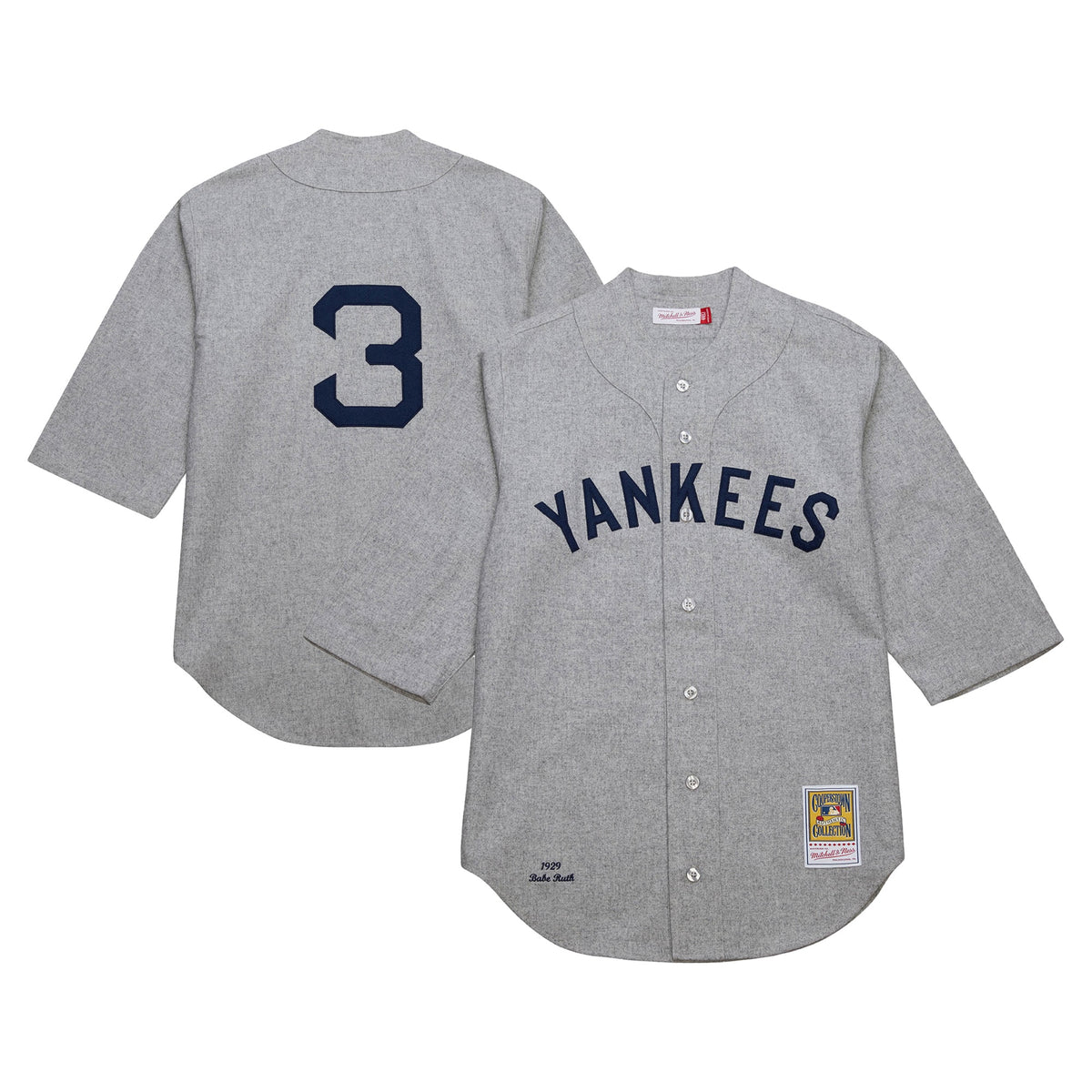 Babe Ruth New York Yankees Mitchell Ness Cooperstown Collection 1929 Authentic Jersey Gray