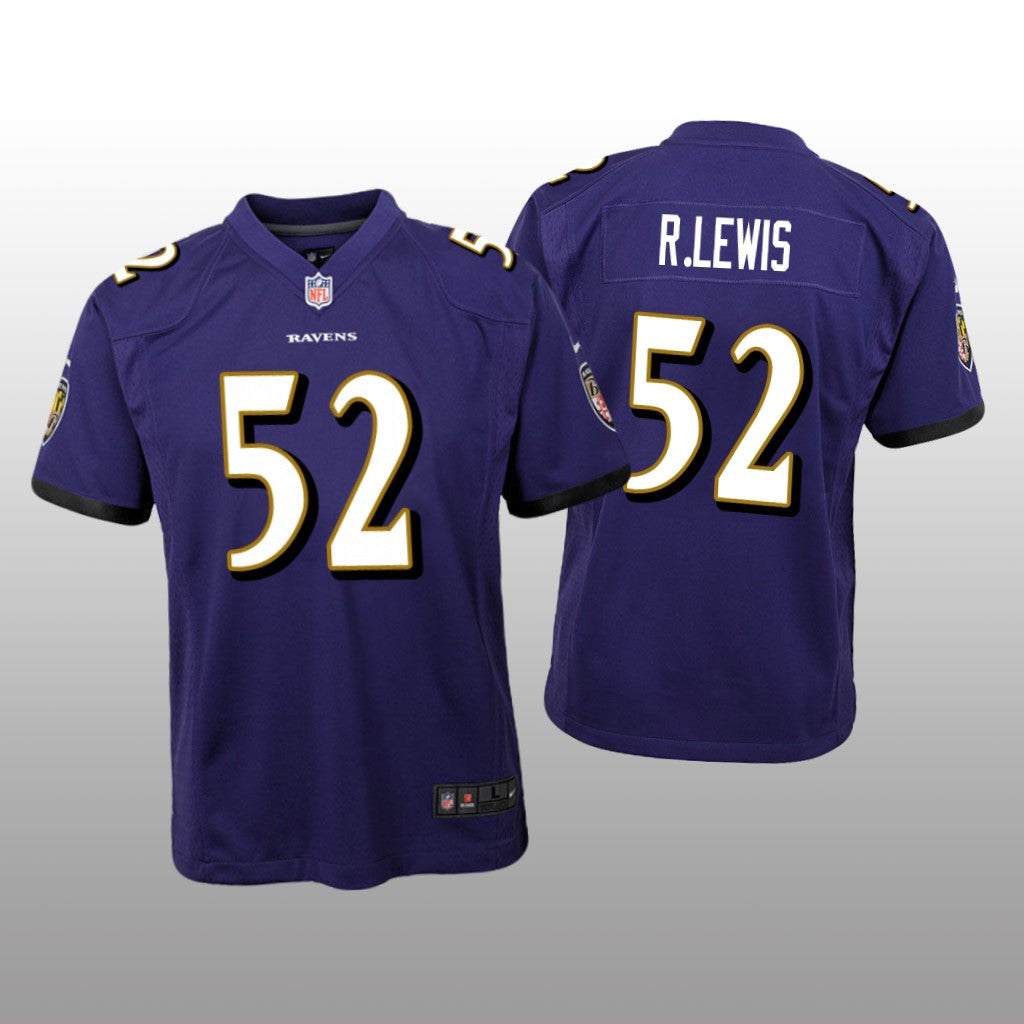 Baltimore Ravens #52 Purple Ray Lewis Game Jersey Youth