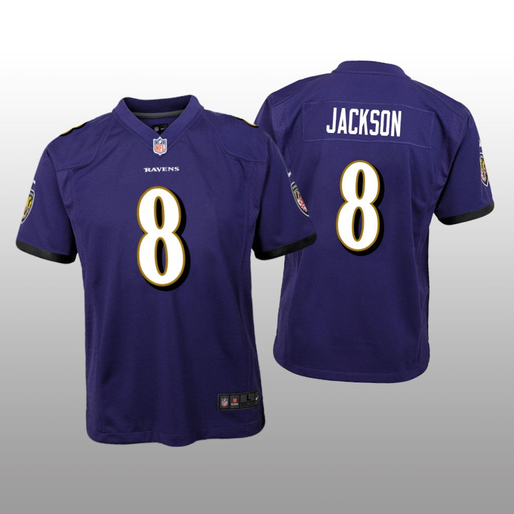 Baltimore Ravens #8 Purple Lamar Jackson Game Jersey Youth