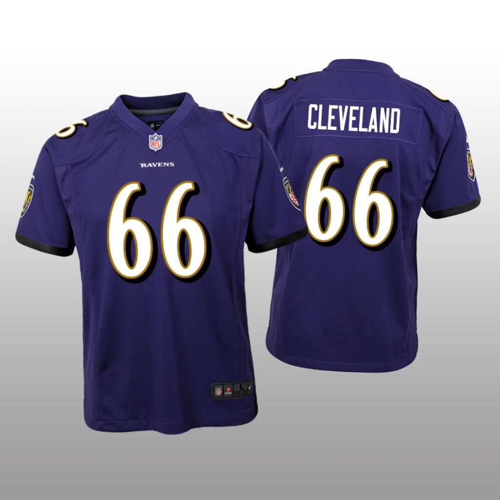 Baltimore Ravens Ben Cleveland Purple Jersey Game Youth