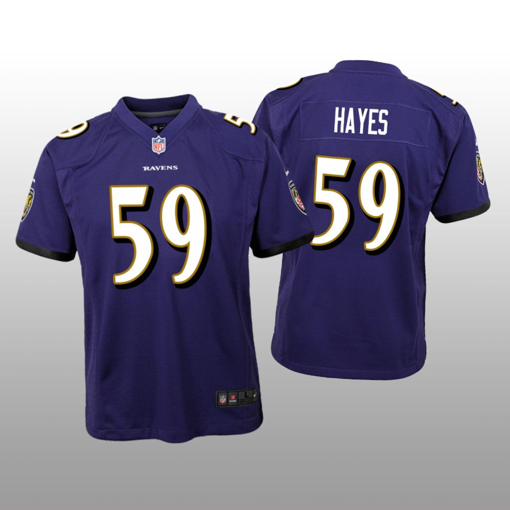 Baltimore Ravens Daelin Hayes Purple Jersey Game Youth